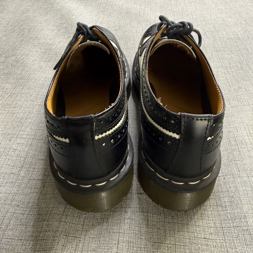 Dr. Martens 3989 Brogue Leather Wingtip Black White -Platform Oxford Men's US 8 - Picture 9 of 11